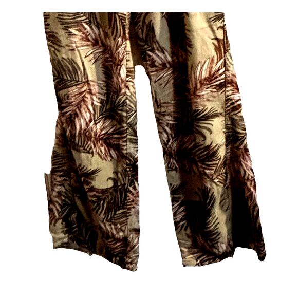 CALI 1850 Linen Blend Palazzo Pants Size Medium Tropical Leaf Print Beach Cruise - Picture 3 of 8
